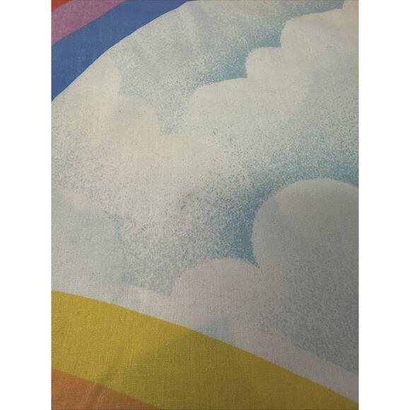 Vintage Sears Roebuck Rainbow Clouds Twin Fitted Flat Sheet Set - Picture 4 of 7